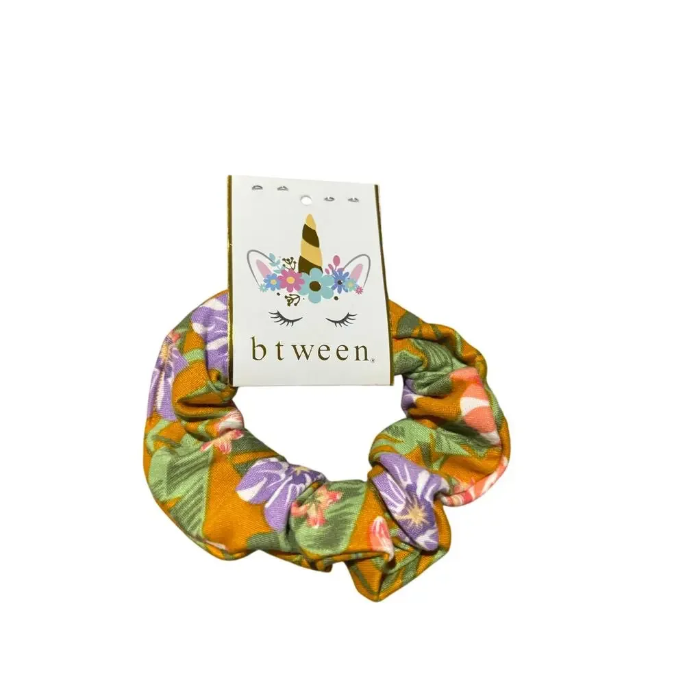 Btween 7 shorts tank set in mustard floral with scrunchie nwt soft & stretchy - Picture 7 of 8